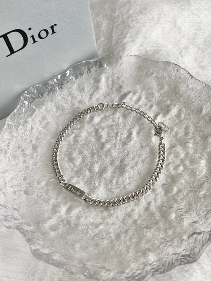 Christian Dior Logo Motif Bracelet Silver Vintage gpwvrz