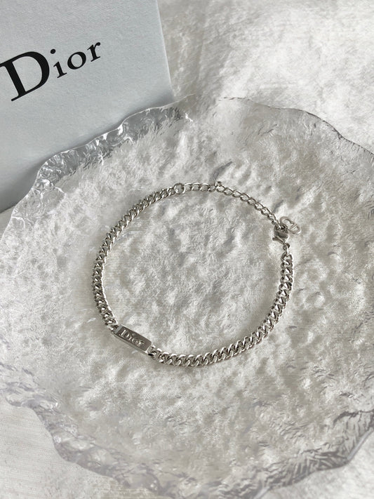 Christian Dior Logo Motif Bracelet Silver Vintage gpwvrz