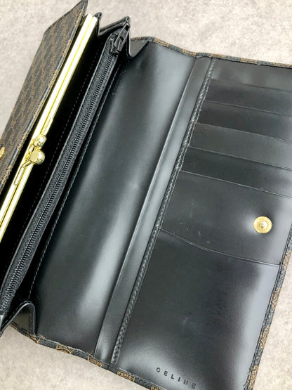 CELINE Macadam Long Wallet Black Vintage njgchm