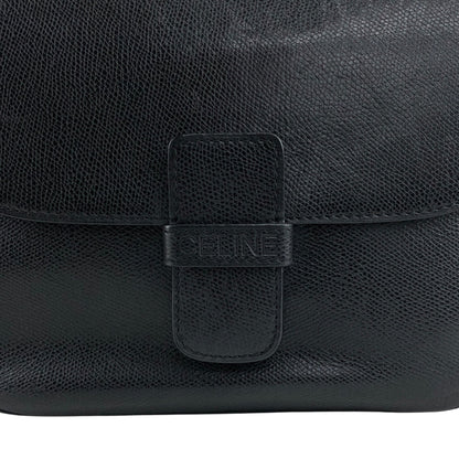 CELINE Logo Embossed Shoulder bag Black Vintage 4r7t24