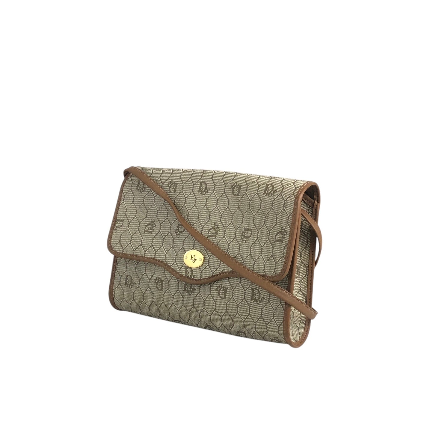 Christian Dior Honeycomb Pattern Shoulder bag Beige Vintage j4tc6b