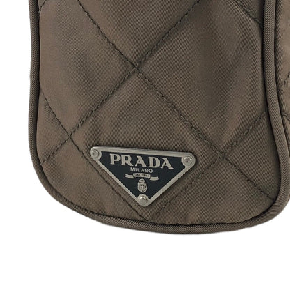 PRADA Triangle Logo Chain Shoulder bag Brown Vintage nudrej