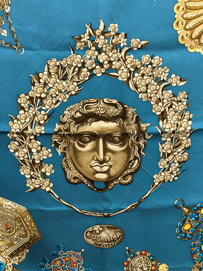 HERMES SILK Scarf Blue KOSMIMA Vintage ssprs2