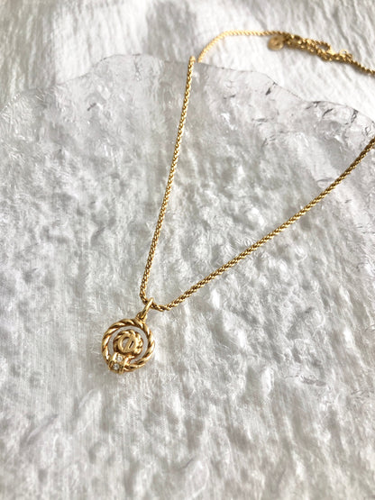 Christian Dior CD Logo Necklace Gold Vintage ppz76w
