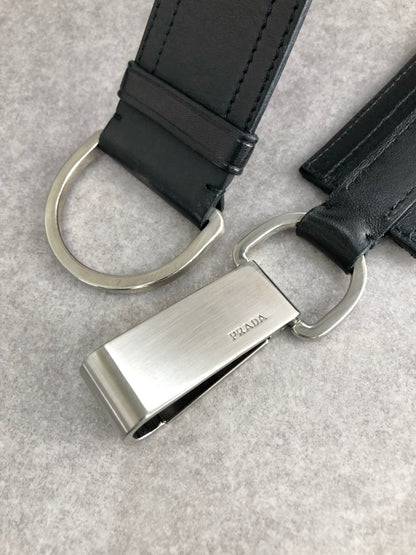 PRADA Logo Belt Black Vintage mverzc