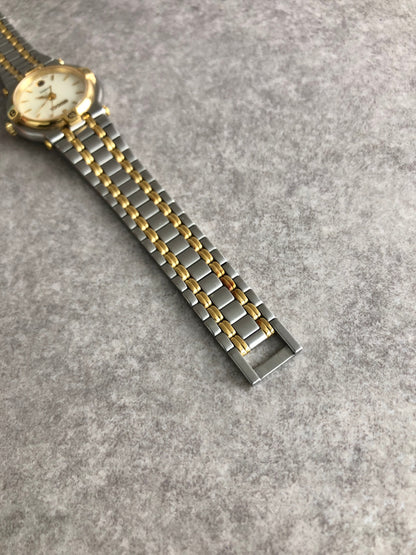 GUCCI Logo Quartz Watch Gold×Silver 9000L Vintage p5fncs