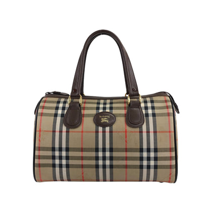 BURBERRY Classic Check Logo Handbag Boston bag Beige Vintage p2ptmi