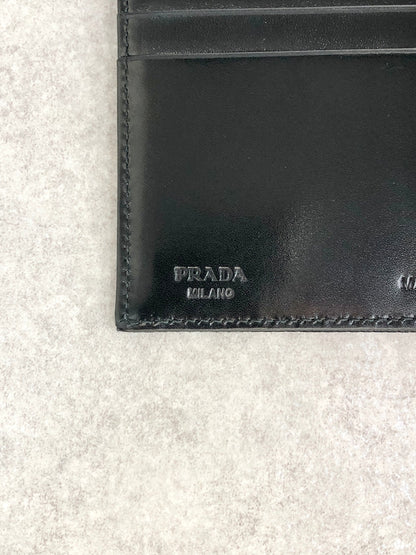 PRADA Triangle Logo Folded Wallet Black Vintage h2h6ub