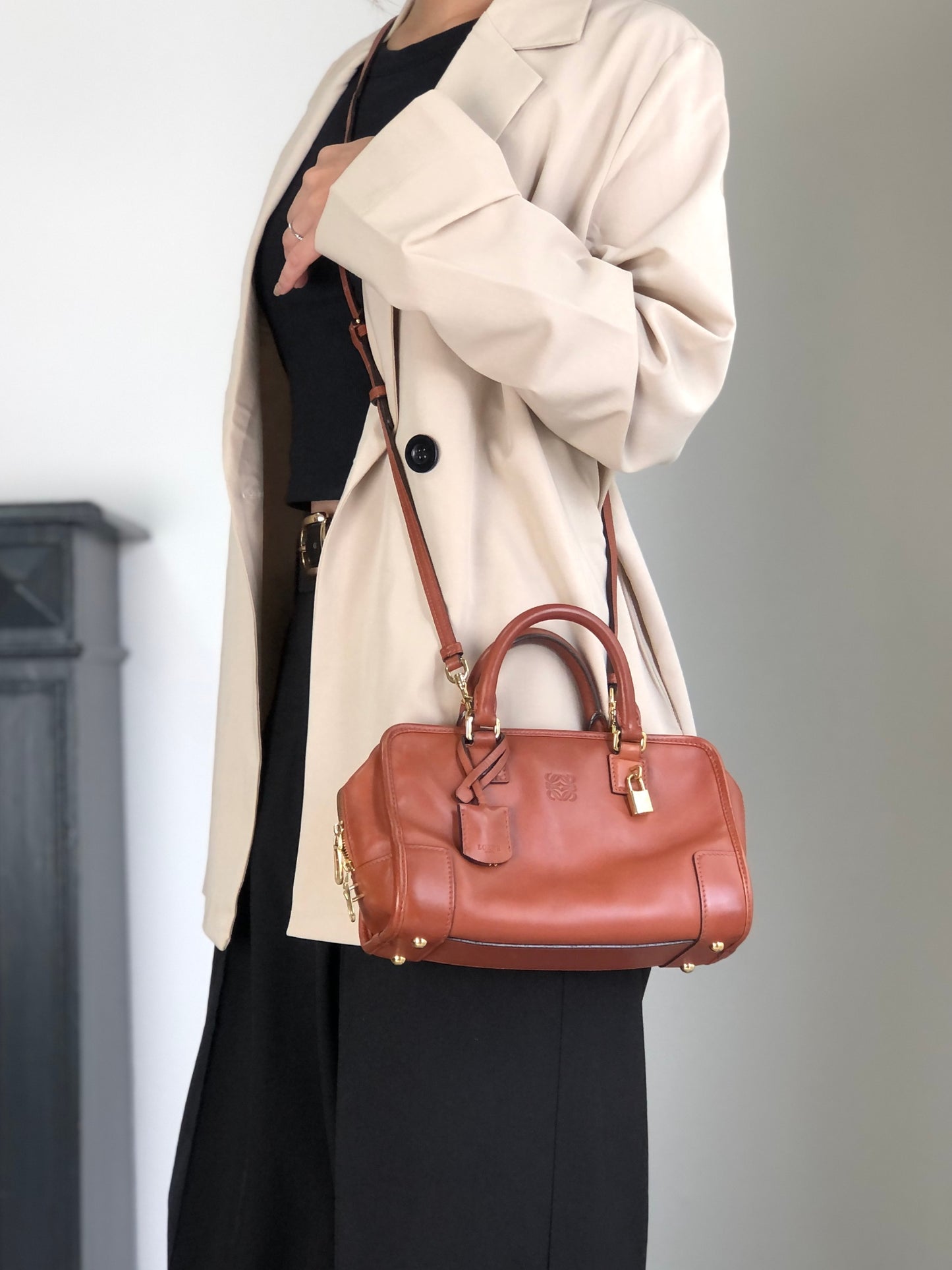 LOEWE Amazona23 Anagram Two-way Small Boston bag Shoulder bag Brown Vintage 3m6b28