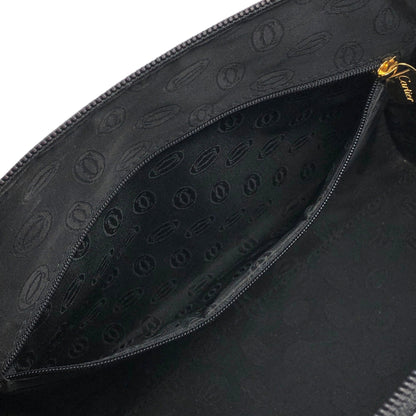 Cartier Leather Handbag Boston bag Black Vintage aki576