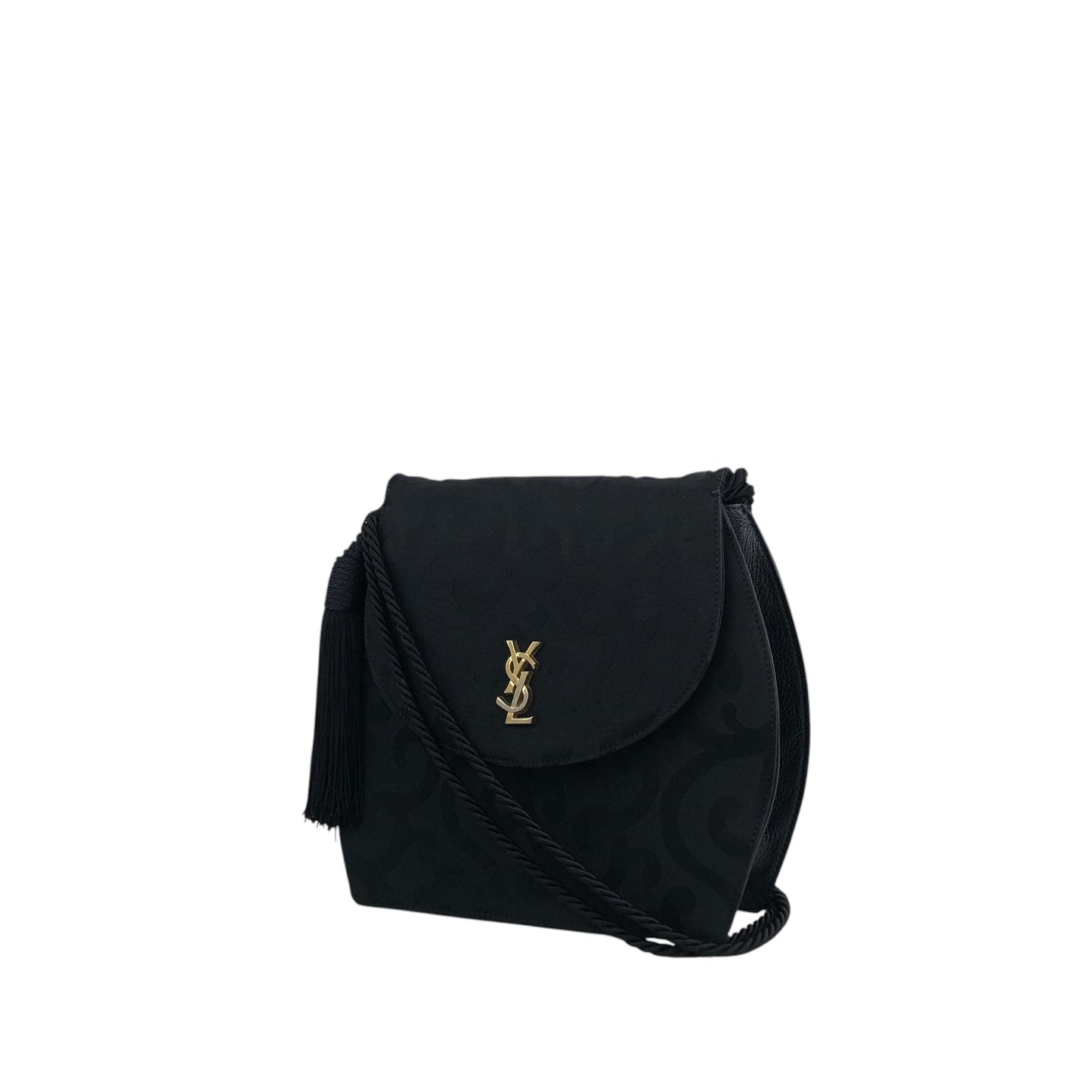Yves Saint Laurent YSL Logo Shoulder bag Black Vintage dw4znj