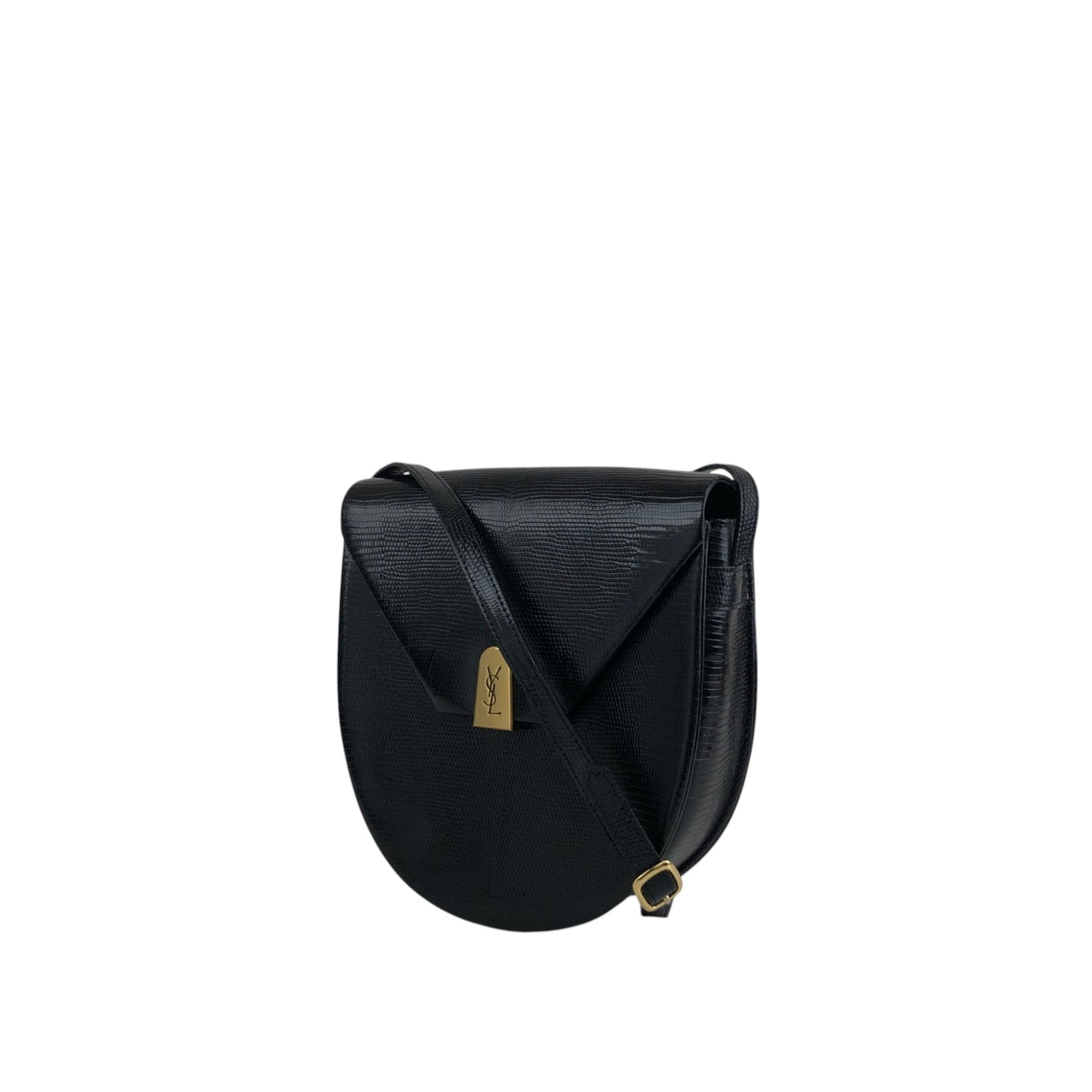 Yves Saint Laurent YSL Logo Shoulder bag Black Vintage rymx2j