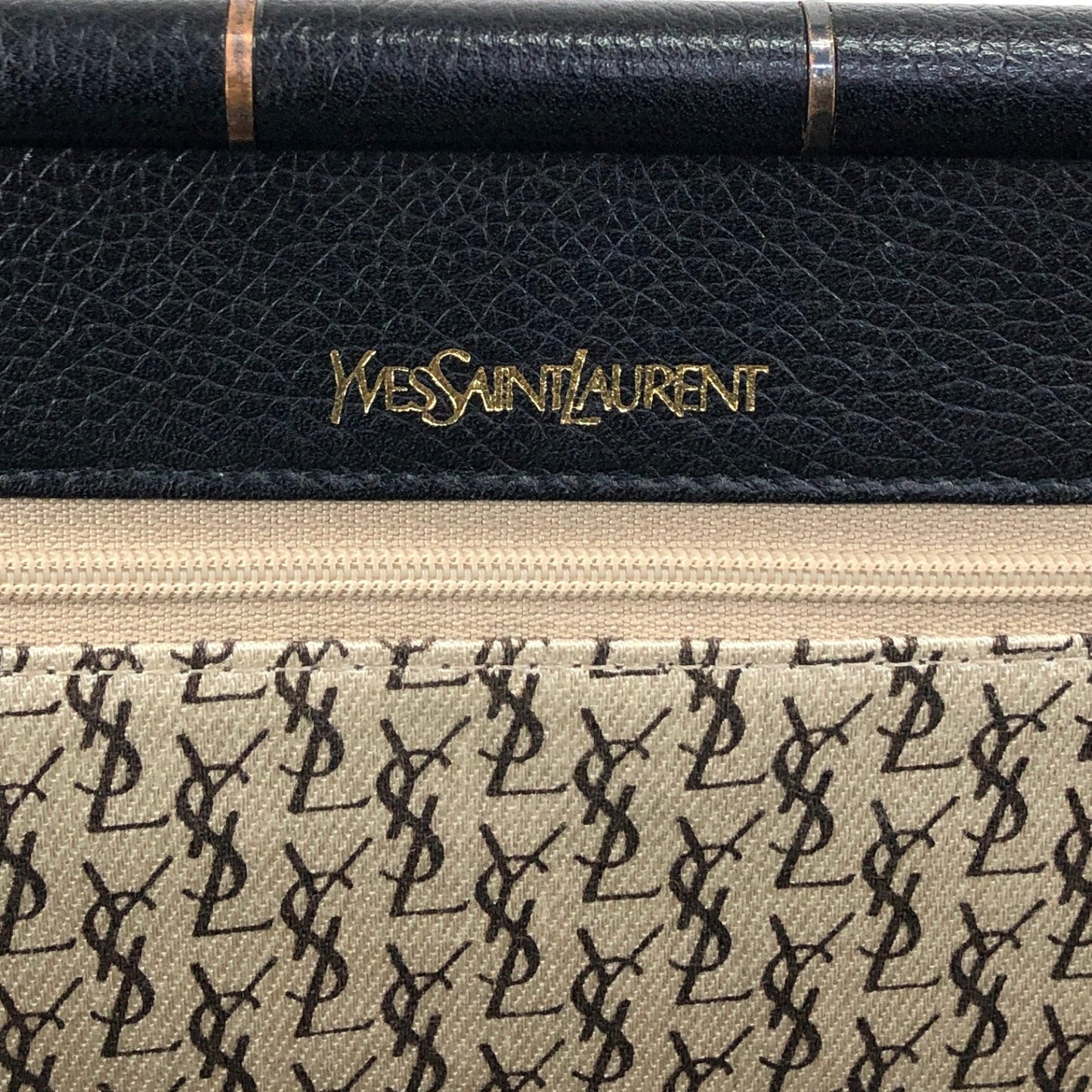 Yves Saint Laurent YSL Logo Bias Stitch Clutch bag Black Vintage hiam4r