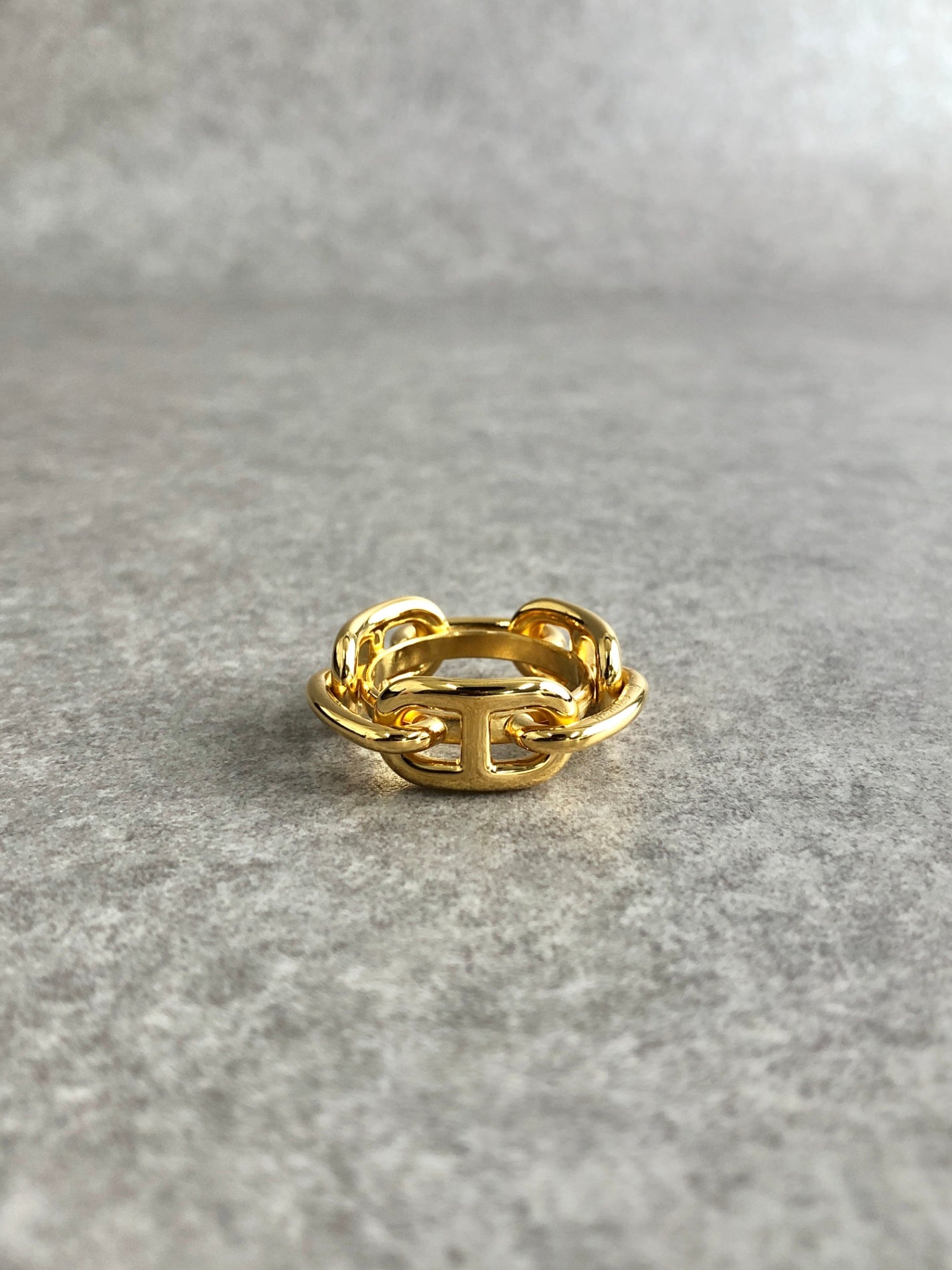 HERMES Chaine d'ancre Scarf Ring Gold Vintage kvk8ui