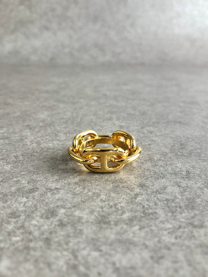 HERMES Chaine d'ancre Scarf Ring Gold Vintage kvk8ui