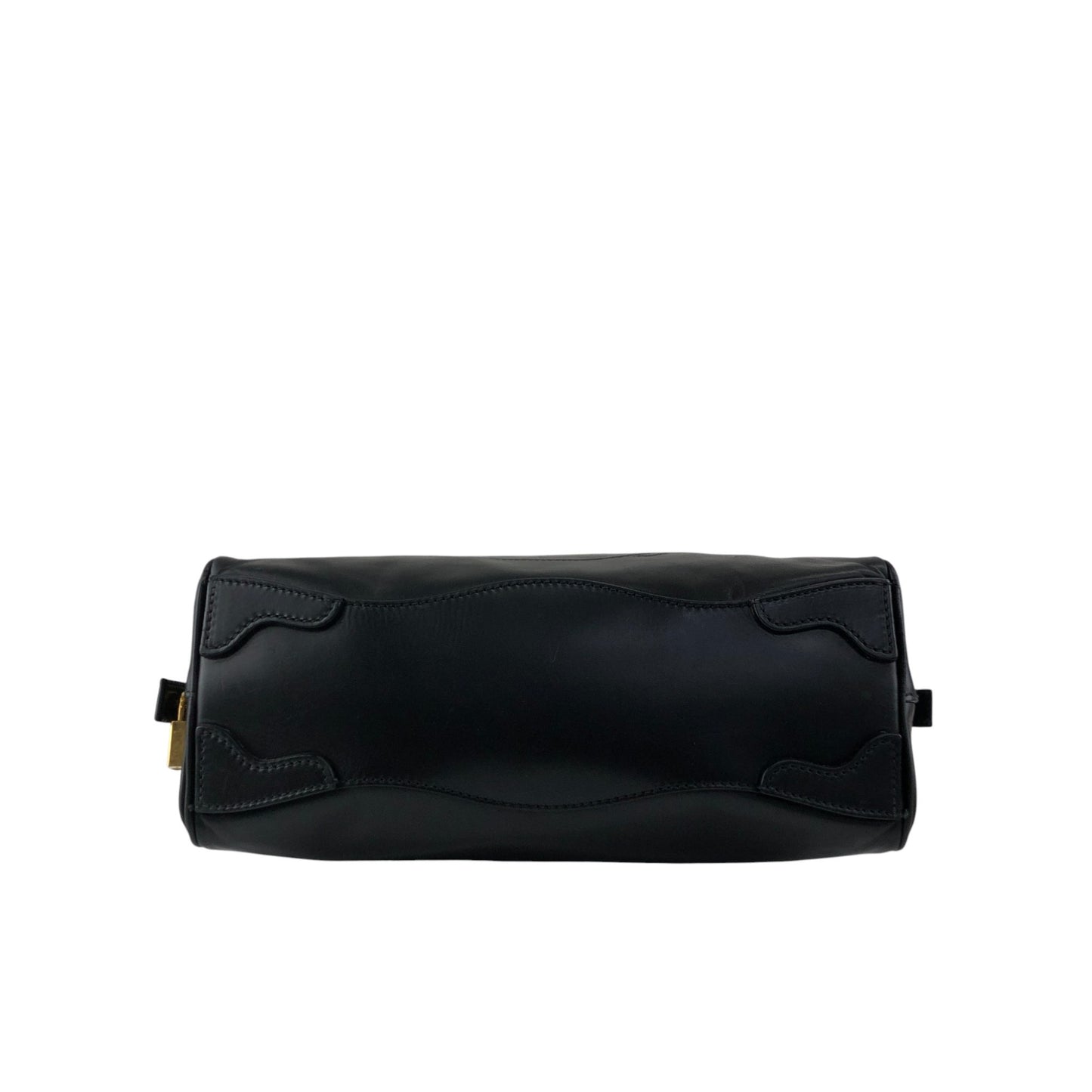 PRADA Logo Embossed Handbag Boston bag Black Vintage nvtnhw