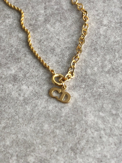 Christian Dior CD Logo Necklace Gold Vintage zb3px6