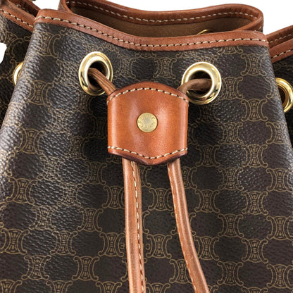 CELINE Macadam Two-way Drawstring Handbag Shoulder bag Brown Vintage ifb2i4