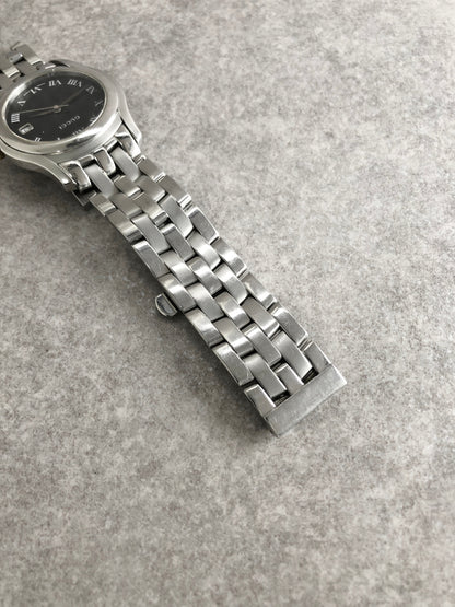 GUCCI Logo Quartz Watch Silver×Black 5500M Vintage cuwdx2