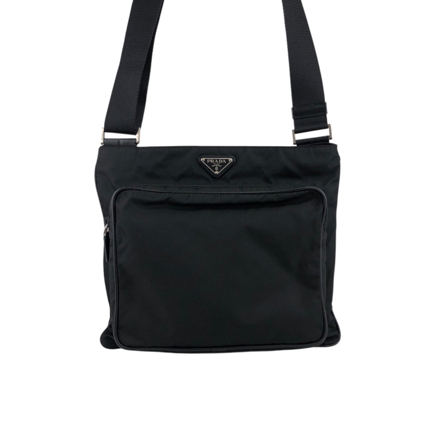PRADA Triangle Logo Shoulder bag Black Vintage jbnjag