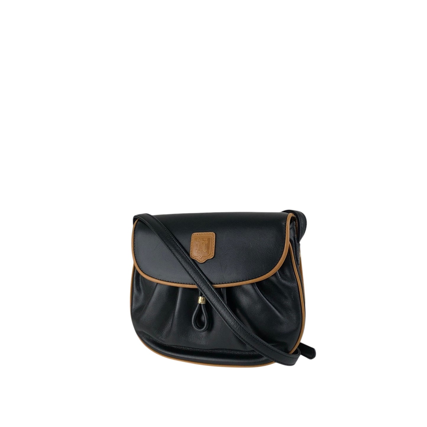 CELINE Blason Shoulder bag Black×Brown Vintage f8fsrs