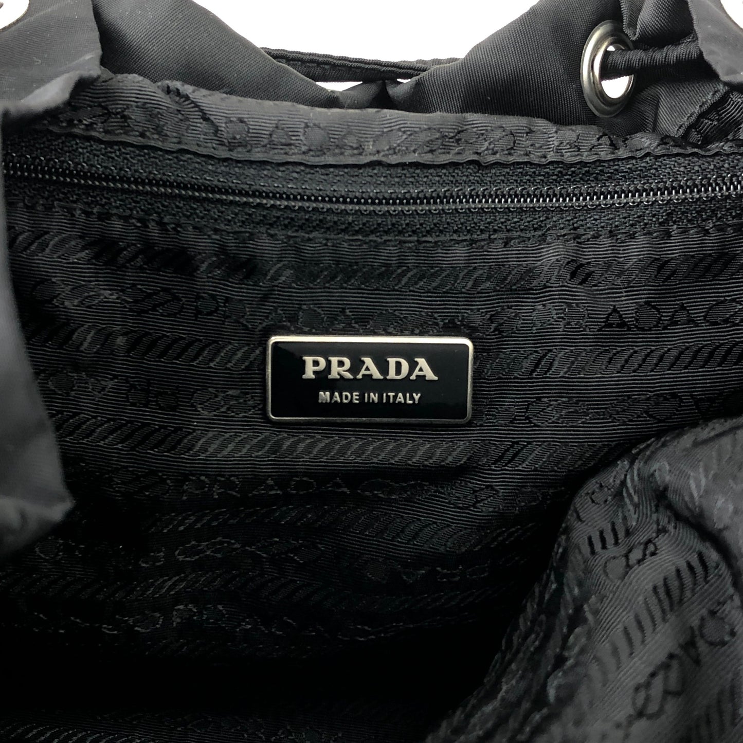 PRADA Tessuto Triangle Logo Backpack Black Vintage rj533h