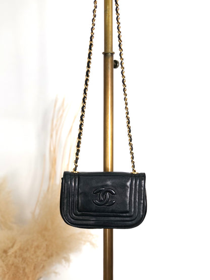 CHANEL Coco Mark Chain Shoulder bag Black Vintage p4crvh