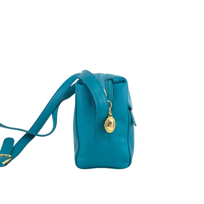 Christian Dior CD Logo Charm Crossbody Shoulder bag Blue Vintage faf6r2