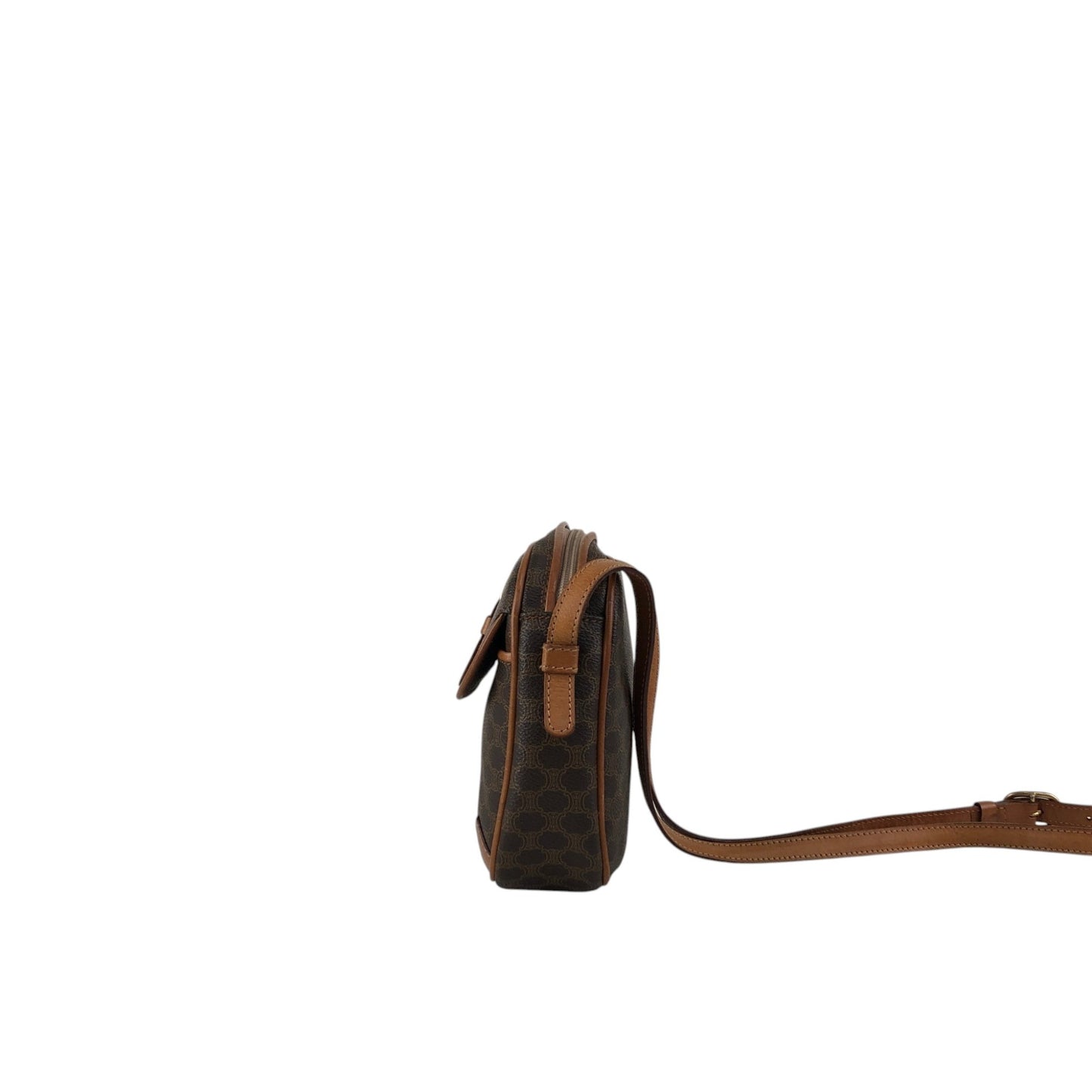 CELINE Macadam Front Buckle Shoulder bag Brown Vintage htiyru