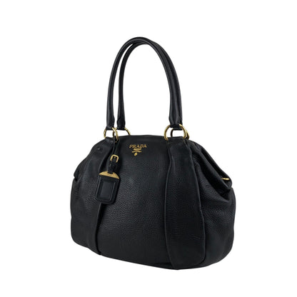 PRADA Logo Handbag Totebag Black Vintage 7zspmn