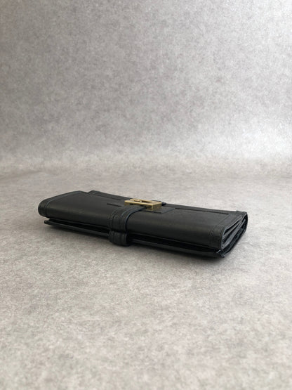 GUCCI Logo Long Wallet Black Vintage dyaswj