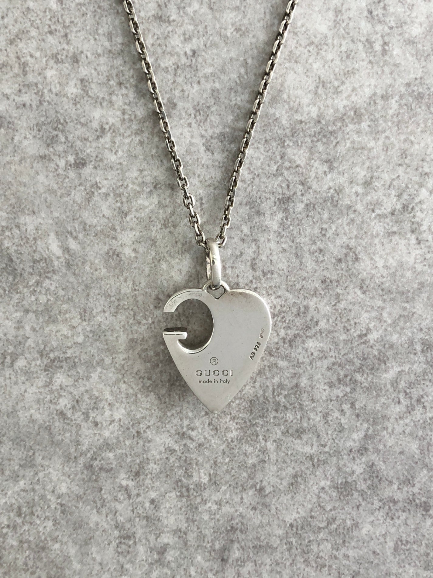GUCCI Heart Motif SILVER925 Necklace Silver Vintage ehj8bu