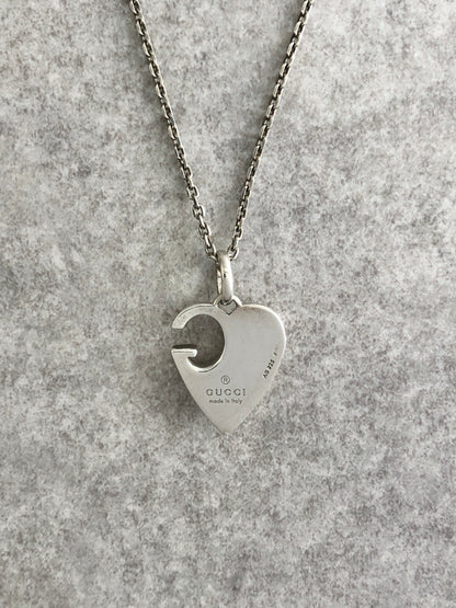 GUCCI Heart Motif SILVER925 Necklace Silver Vintage ehj8bu