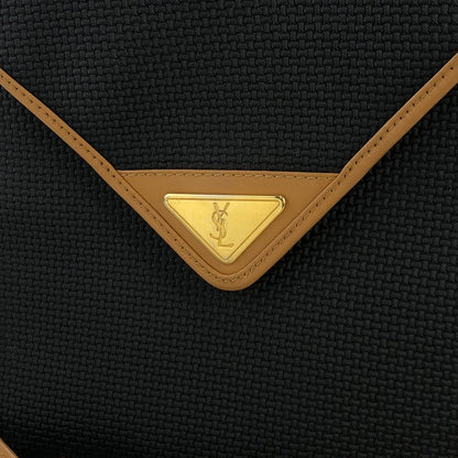 Yves Saint Laurent YSL Logo Nylon Leather Crossbody Shoulder bag Black Vintage n3ryut