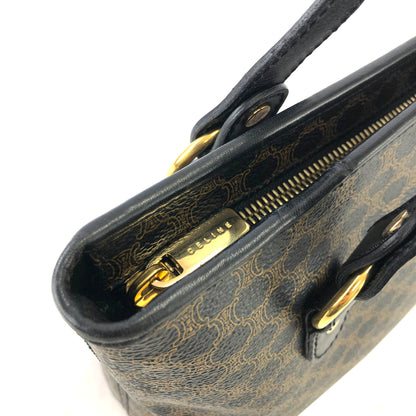 CELINE Macadam Leather Handbag Black Vintage a2psx4