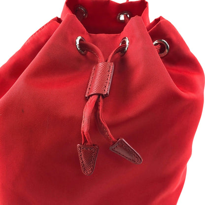 PRADA Tessuto Triangle Logo Drawstring Small Handbag Red Vintage 8aunpv