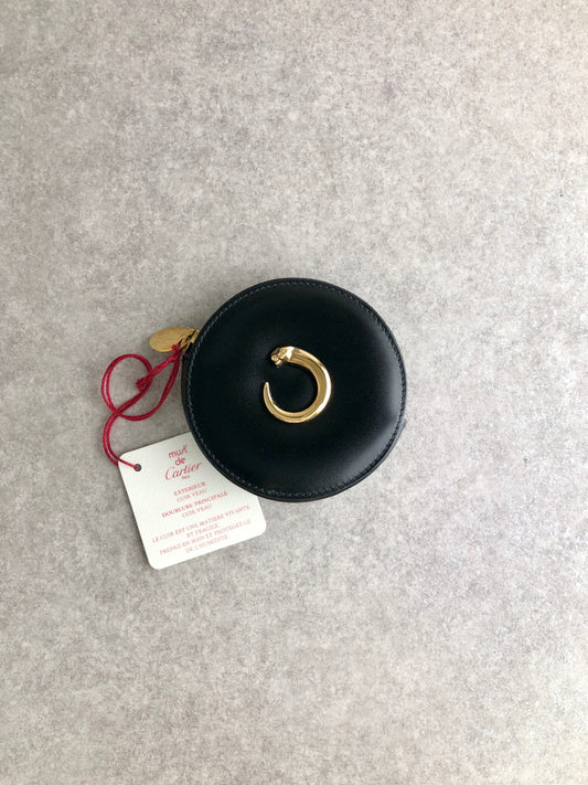 Cartier Round Coin Purse Black Vintage e65jne