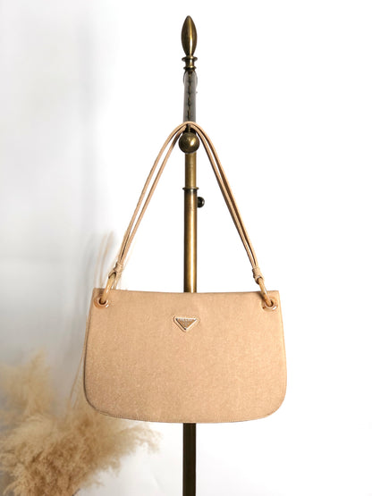 PRADA Triangle Logo Shoulder bag Beige Vintage jhervy