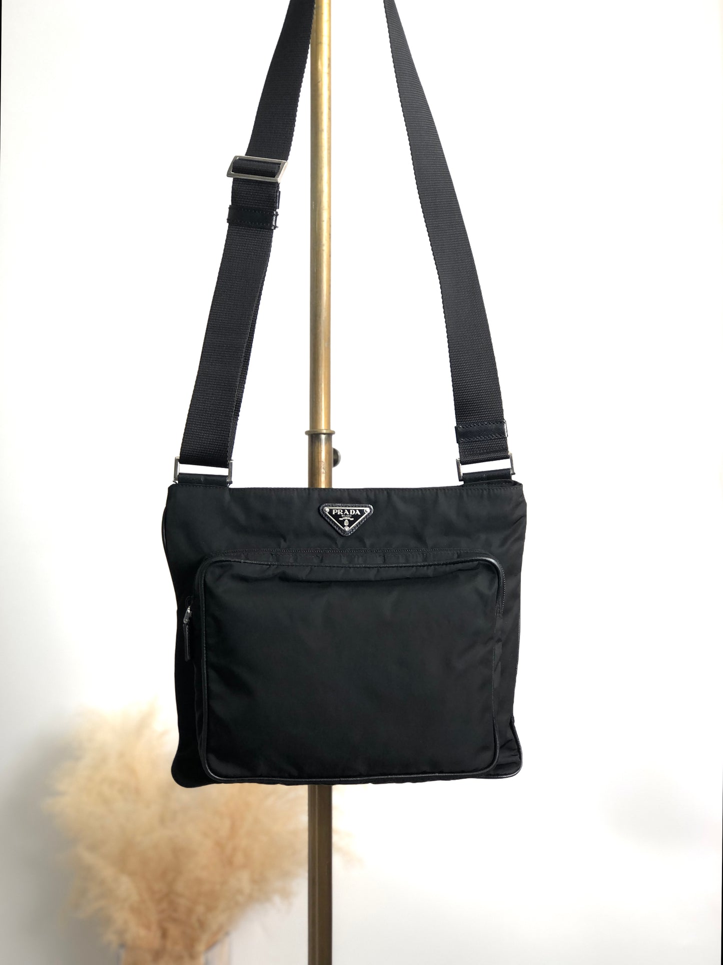 PRADA Triangle Logo Shoulder bag Black Vintage jbnjag