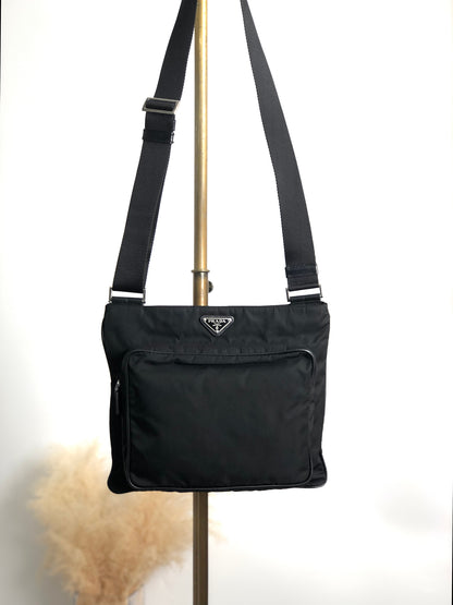 PRADA Triangle Logo Shoulder bag Black Vintage jbnjag