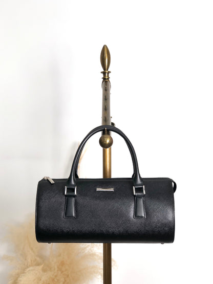 BURBERRY Logo Handbag Black Vintage 6vdsyy