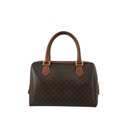 CELINE Macadam Blason Small Boston bag Handbag Brown Vintage f2ydjv