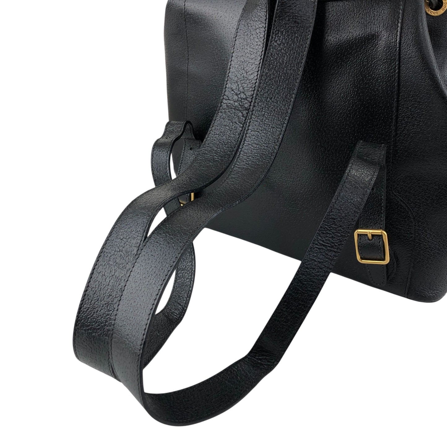 GUCCI Bamboo Front Buckle Backpack Black Vintage i34ihz