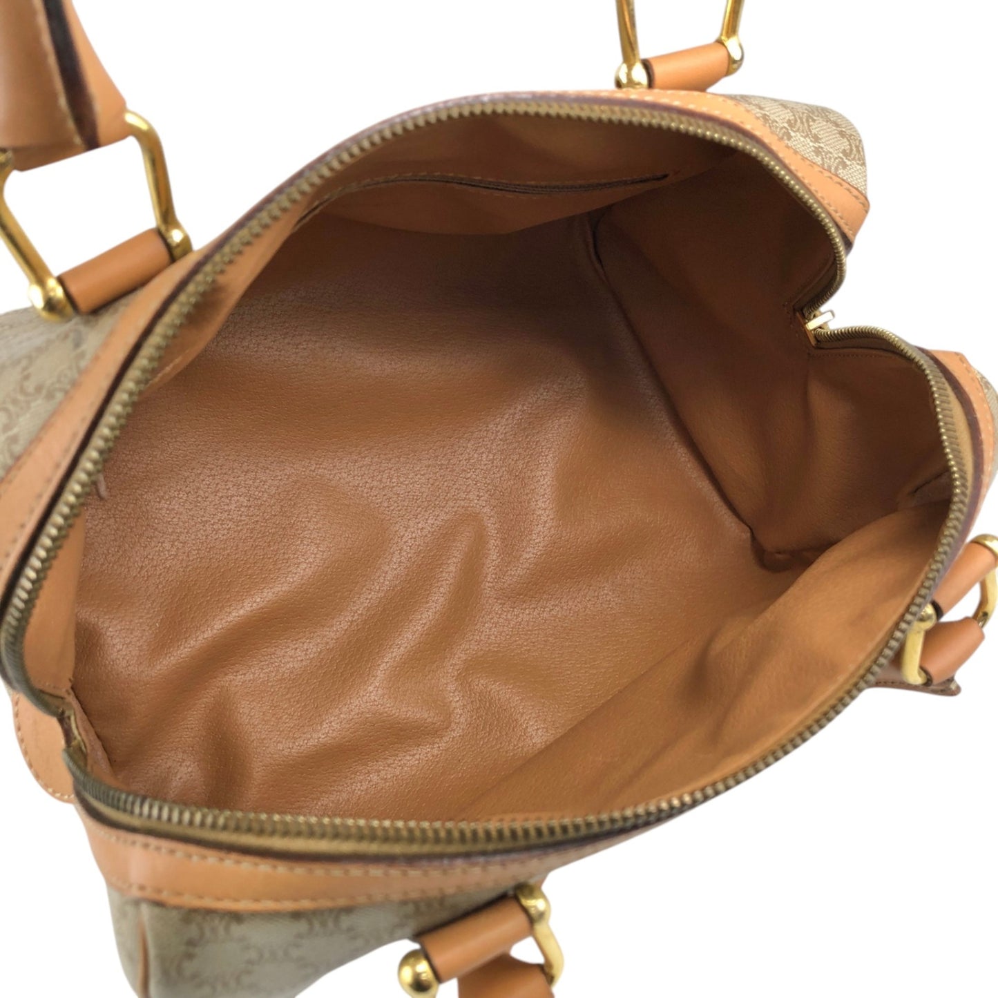 CELINE Macadam Blason Two-way Handbag Shoulder bag Beige Vintage erwjct