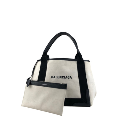 BALENCIAGA Handbag Totebag White×Black Vintage bpp756