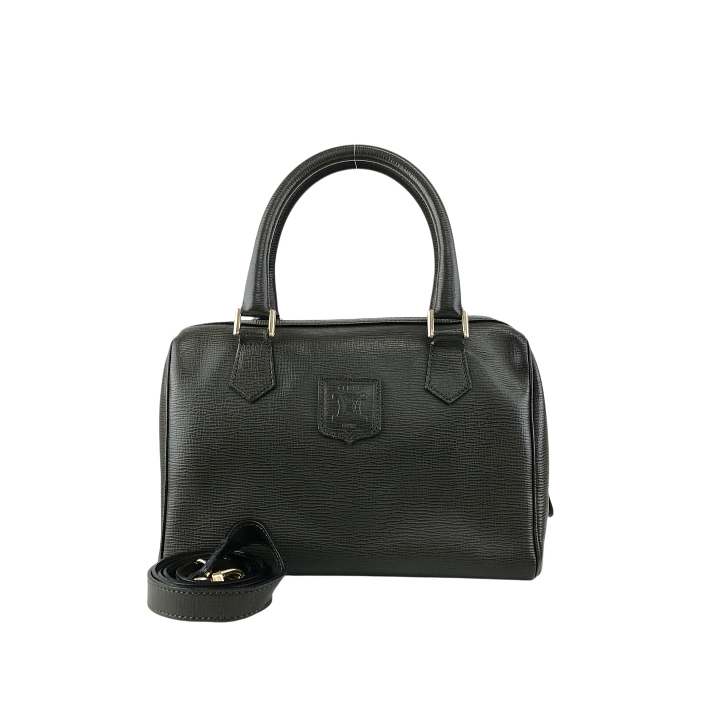 CELINE Blason Two-way Small Boston bag Shoulder bag Green Vintage du4fhp