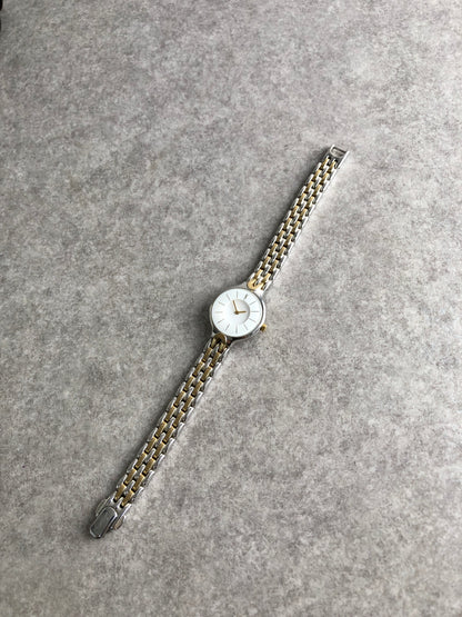 Yves Saint Laurent YSL Logo Quartz Watch Silver×White Vintage 5se247