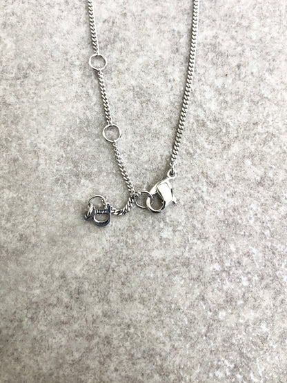 Christian Dior Logo Motif Necklace Silver Vintage bbvzf2