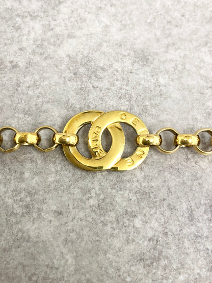 CELINE Double Circle Logo Bracelet Gold Vintage 8hk4ms