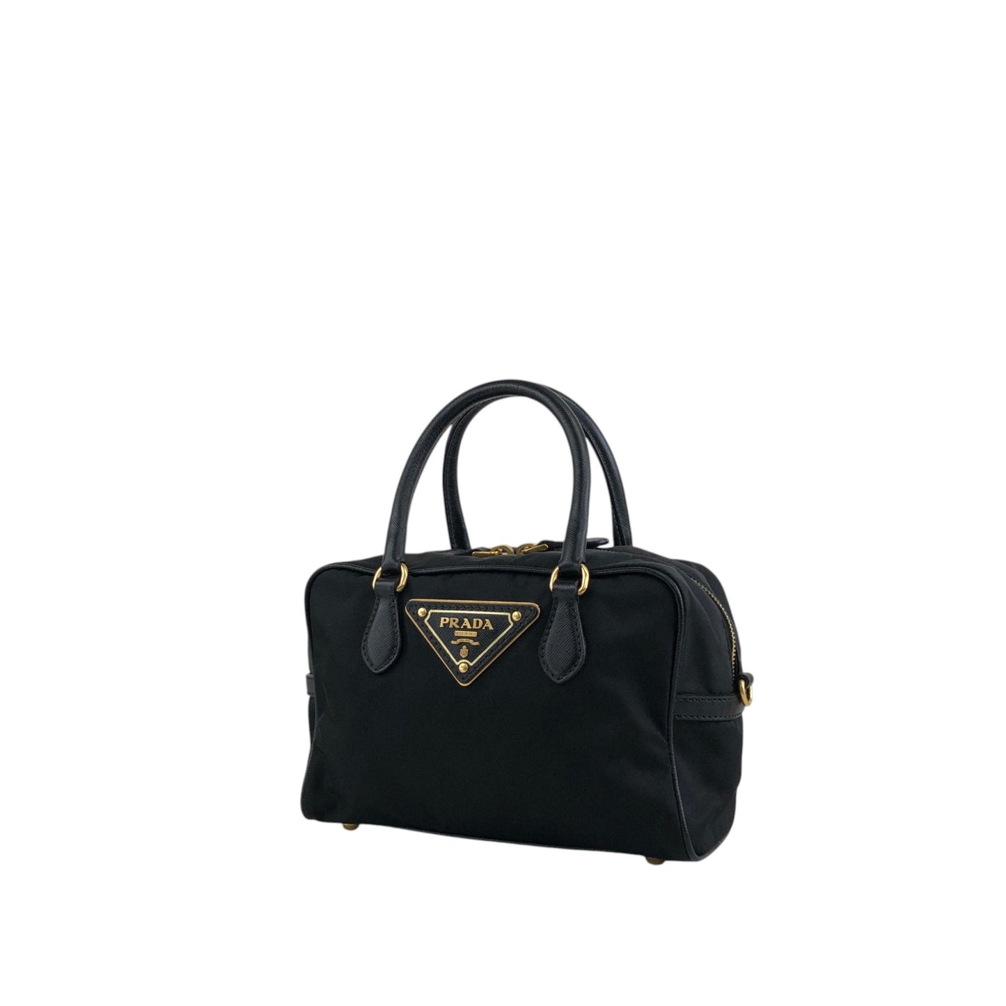 PRADA Triangle Logo Two-way Small Boston bag Shoulder bag Black Vintage 8z5ju7